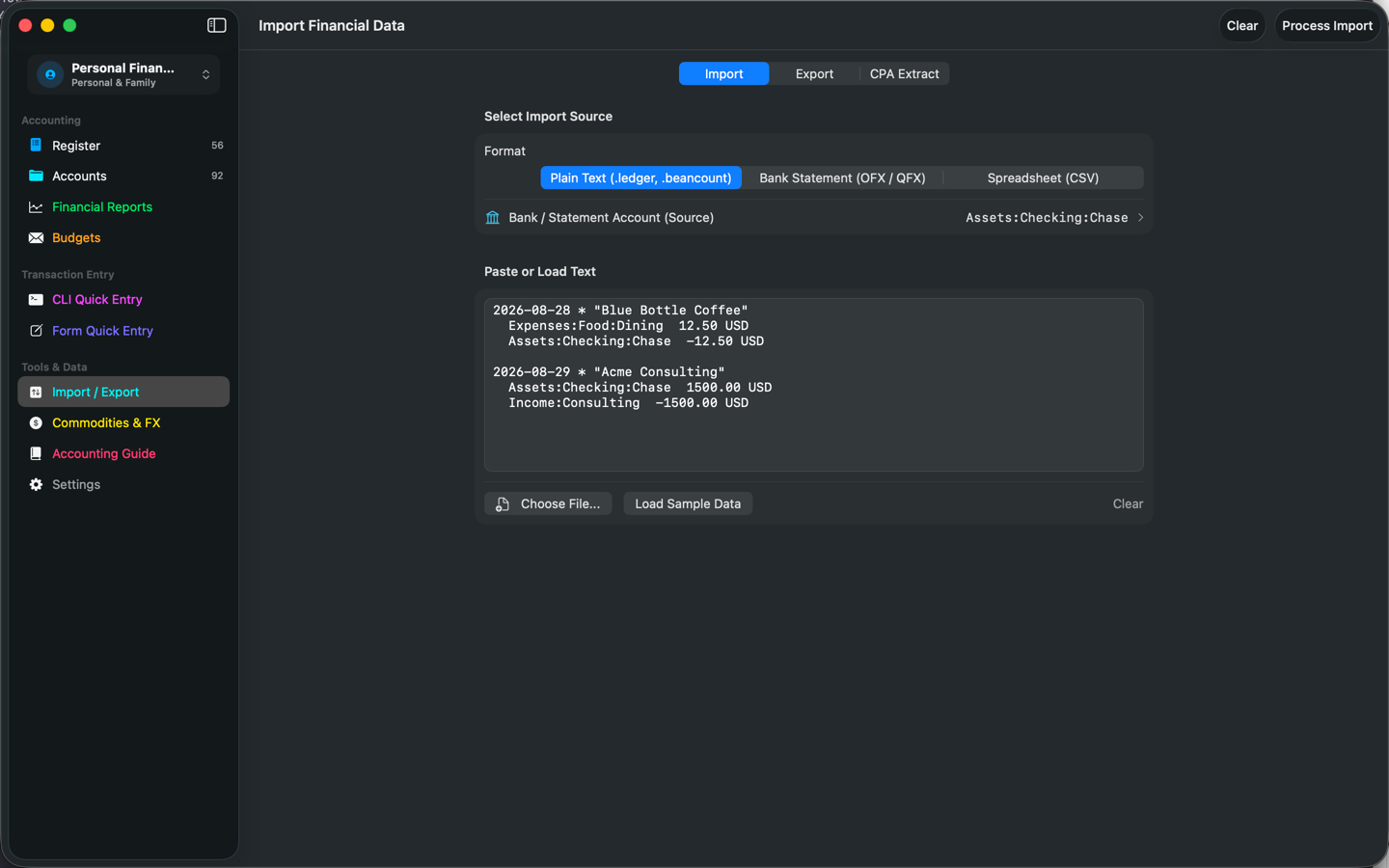 Import and export center on macOS